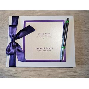 Generic Imogen Personalised Wedding Guest Book, 60 Blank Pages, Three Colours to Choose from (Purple)