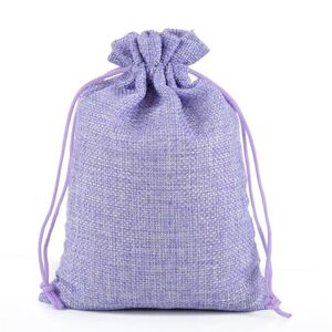 JekyTMP Pack of 75 Linen Bags, Small Fabric Bags, Breathable Bags, Gift Bags, Jewellery Bag, Hessian Jewellery Bag with Drawstring for Jewellery, Wedding, Christmas Party (Purple, 15 x 20 cm)