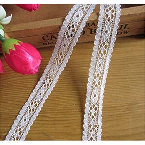 Qiuda 10 Yard Strip Lace Edge Trim Ribbon 2 cm Width Vintage Style White Edging Trimmings Fabric Embroidered Applique Sewing Craft Wedding Dress Embellishment DIY Cards Hats Headwear Clothes Embroidery