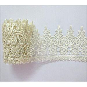 Qiuda 2 Yard Floral Venice Lace Edging Trim Ribbon 90 mm Width Vintage Trimmings Fabric Flower Embroidered Applique DIY Sewing Wedding Bridal Dress Party Clothes Embroidery Gift Cakes DIY Craft (Beige)