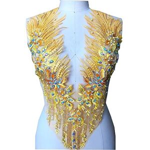EIOLWJIEO Easy To Match Lace Applique For Wedding Bodice And Dance Dresses With Materials Are Sturdy And Durable Multiple Colors, yeellow A
