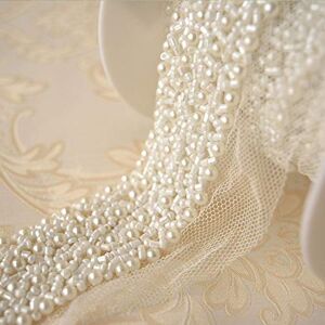 Selene Pearl Beaded Trim, Wedding Trim, Jewelry Trim, Wedding Trim of Gown, Bridal Sashes, Bridal Shoes, Craft, Epaulette Strass (#10, 2 Yards)