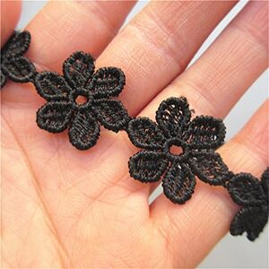 Qiuda 3 Yard Flower Shape Lace Edge Trim Ribbon 2.2 cm Width Vintage Black Edging Trimmings Fabric Embroidered Applique Sewing Craft Wedding Bridal Dress DIY Party Headwear Headdress Clothes Embroidery New