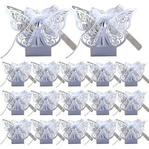 Generic Candy Box with Ribbon 50pcs Butterfly Hollow Gift Boxes Small Gifts Box for Guests Birthday Party Favors Decorations