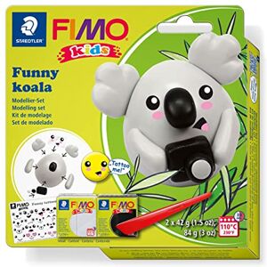 STAEDTLER 8035 19 FIMO Kids Modelling Clay Set - "Funny Koala" (Pack of 2 FIMO Kids Blocks, Stickers & Modelling Tools)