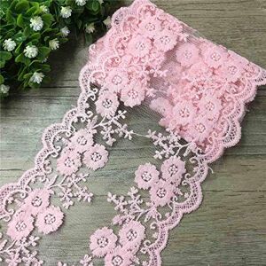 Qiuda Cotton Floral Tulle Lace Edge Trim Ribbon 12 cm Wide Vintage Style 9 Coloured Edging Trimmings Fabric Embroidered Applique Sewing Craft Wedding Bridal Dress Clothes Party Home DIY(Dark Pink, 0.5yard)