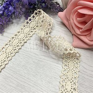 Ditac 10 Meter Cotton Crochet Lace Edging Trim Ribbon 2cm Width Vintage Ivory Edging Trimmings Fabric Embroidered Applique Sewing Craft Wedding Bridal Dress Embellishment Masking Tape Decoration Embroidery