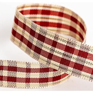 Italian Options Tartan Ribbon 16mm x 10M - Cream/Burgundy/Red/Gold