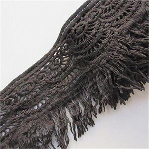 Qiuda 5 Meters Cotton Tassel Fringe Lace Edge Trim Ribbon 8 cm Width Vintage Style Trimmings Fabric Embroidered Applique Sewing Craft Wedding Bridal Dress Party Decoration Clothes Embroidery (Black)