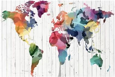 East Urban Home 'Wood Watercolor World Map' Graphic Art on Wrapped Canvas East Urban Home Size: 66.04cm H x 101.6cm W x 3.81cm D  - Size: 45.72cm H x 66.04cm W x 3.81cm D