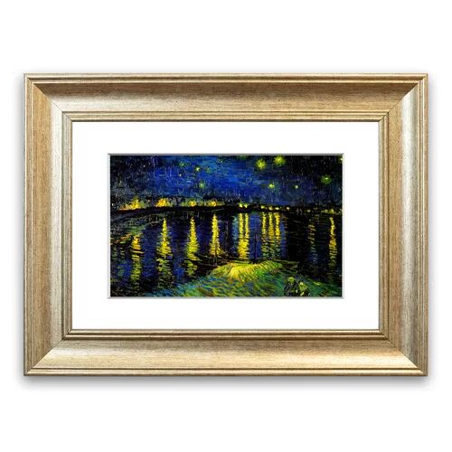 East Urban Home 'Vincent Van Gogh Starry Night Over Rhone Canv Cornwall' Framed Photographic Print East Urban Home Size: 93 cm H x 126 cm W, Frame Options: Silver Ant  - Size: 93 cm H x 70 cm W