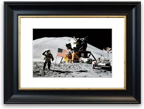 East Urban Home 'American Moon Landing Cornwall' Framed Photographic Print East Urban Home Size: 93 cm H x 70 cm W, Frame Options: Black  - Size: 93 cm H x 70 cm W