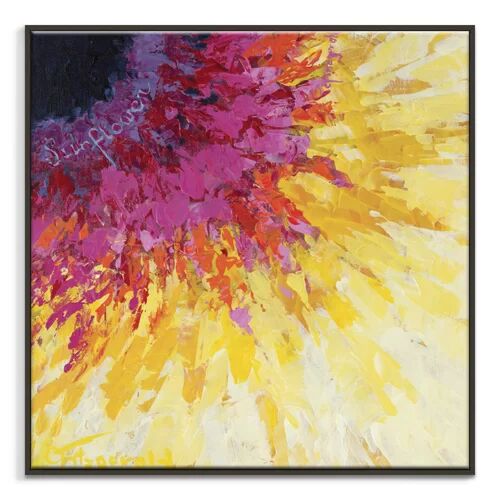 East Urban Home 'Hello Sunflower' Framed Painting on Canvas East Urban Home Size: 76cm H x 76cm W, Frame Options: Black  - Size: 102cm H x 102cm W