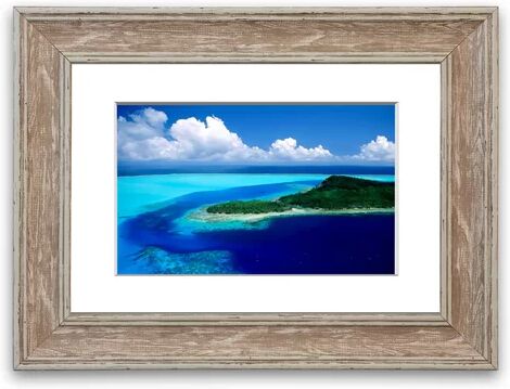 East Urban Home 'Paradise Island From Above Seascape Canvas Cornwall' Framed Photographic Print East Urban Home Size: 93 cm H x 126 cm W, Frame Options: Walnut  - Size: 70 cm H x 93 cm W