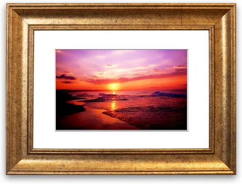 East Urban Home 'Australian Sunset Cornwall' Framed Photographic Print East Urban Home Size: 50 cm H x 70 cm W, Frame Options: Gold  - Size: 70 cm H x 93 cm W