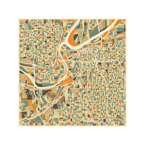 East Urban Home 'Abstract City Map of Kansas City' Graphic Art on Wrapped Canvas East Urban Home Size: 66.04cm H x 66.04cm W x 3.81cm D  - Size: 66.04cm H x 45.72cm W x 3.81cm D
