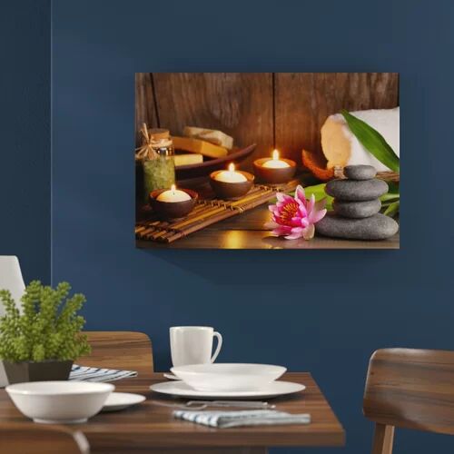 East Urban Home Candles with Zen Stones and Lily Photographic Print on Canvas East Urban Home Size: 40cm H x 60cm W  - Size: 80 cm H x 120 cm W