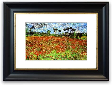 East Urban Home 'Poppy Fields' by Vincent Van Gogh Framed Photographic Print East Urban Home Size: 50 cm H x 70 cm W, Frame Options: Matte Black  - Size: 93 cm H x 70 cm W