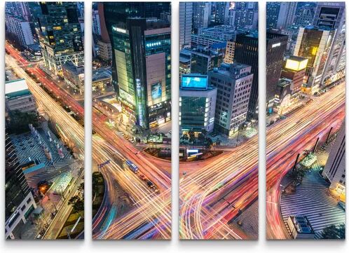 East Urban Home Traffic in Seoul by Night Photographic Print Multi-Piece Image on Canvas East Urban Home  - Size: Mini (Under 40cm High)