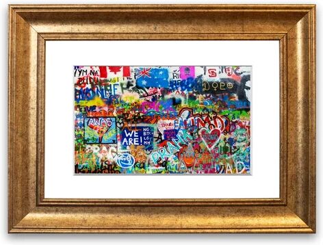 East Urban Home 'Graffiti Overload Cornwall Teenagers Room' Framed Photographic Print East Urban Home Size: 50 cm H x 70 cm W, Frame Options: Gold  - Size: 93 cm H x 70 cm W