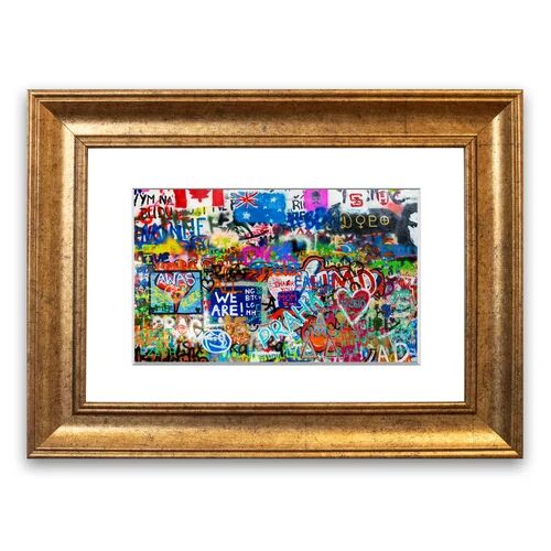 East Urban Home 'Graffiti Overload Cornwall Teenagers Room' Framed Photographic Print East Urban Home Size: 93 cm H x 126 cm W, Frame Options: Gold  - Size: 93 cm H x 70 cm W
