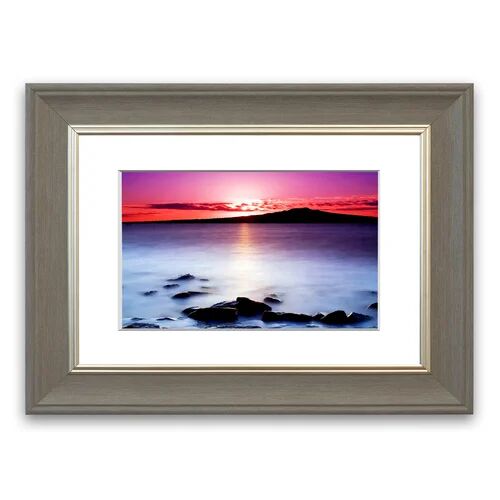 East Urban Home 'Pink Ocean Mist at Sunset Cornwall' Framed Photographic Print East Urban Home Size: 70 cm H x 93 cm W, Frame Options: Grey  - Size: 93 cm H x 126 cm W