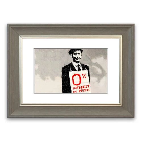 East Urban Home '0% Interest In People Cornwall Banksy' Framed Photographic Print East Urban Home Size: 93 cm H x 70 cm W, Frame Options: Grey Brushed  - Size: 93 cm H x 126 cm W