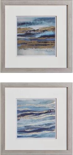 Beachcrest Home 'Aquarius' 2 Piece Watercolour Painting Print Set Beachcrest Home  - Size: 46cm H X 50cm W X 50cm D