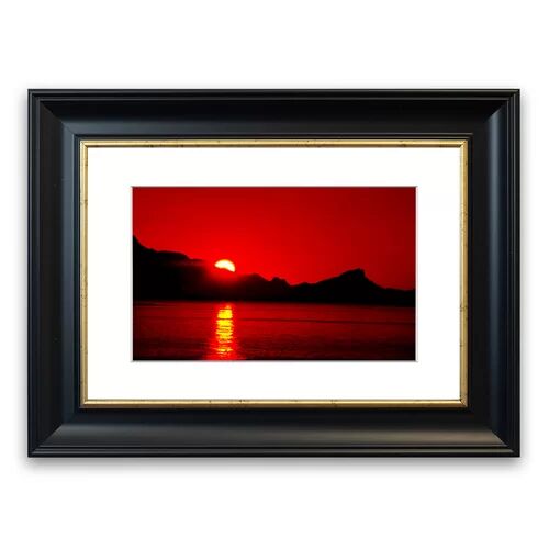East Urban Home 'Vibrant Red Ocean Sunset Lounge' Framed Photographic Print East Urban Home Size: 93 cm H x 70 cm W, Frame Options: Matte Black  - Size: 93 cm H x 70 cm W