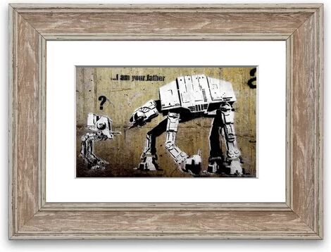 East Urban Home 'Atat I Am Your Father Banksy Canvasb L Cornwall Banksy' Framed Photographic Print East Urban Home Size: 50 cm H x 70 cm W, Frame Options: Walnut Wash  - Size: 93 cm H x 126 cm W