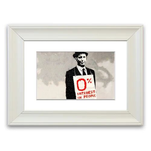 East Urban Home '0% Interest In People Cornwall Banksy' Framed Photographic Print East Urban Home Size: 50 cm H x 70 cm W, Frame Options: White Matt  - Size: 93 cm H x 126 cm W