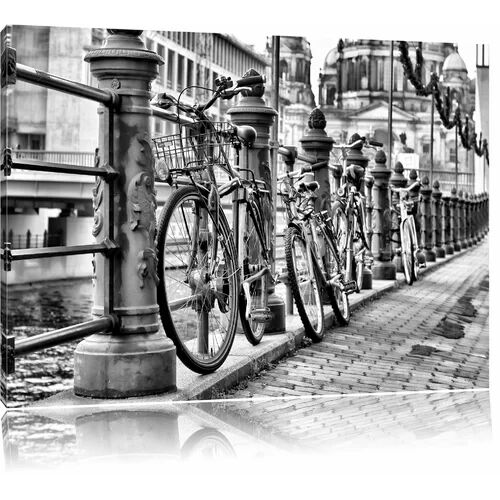 East Urban Home Bicycle Train Station BMX Railway Photographic Print on Canvas in Monochrome East Urban Home Size: 80 cm H x 120 cm W  - Size: Mini (Under 40cm High)