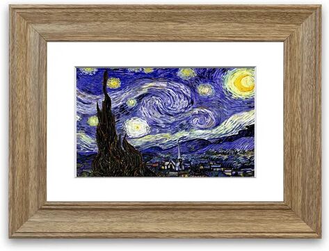 East Urban Home 'Van Gogh the Starry Night Cornwall' Framed Photographic Print East Urban Home Size: 93 cm H x 126 cm W, Frame Options: Teak Woodgrain  - Size: 93 cm H x 70 cm W