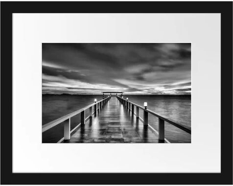 East Urban Home 'Modern Wooden Pier into the Sea' Framed Photographic Print East Urban Home Size: 30cm H x 38cm W  - Size: Mini (Under 40cm High)