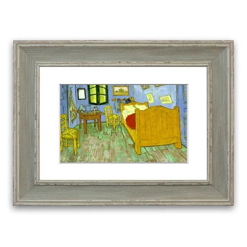 East Urban Home 'Van Gogh Vincents Bedroom Cornwall' Framed Photographic Print East Urban Home Size: 93 cm H x 126 cm W, Frame Options: Blue Distressed  - Size: 93 cm H x 70 cm W