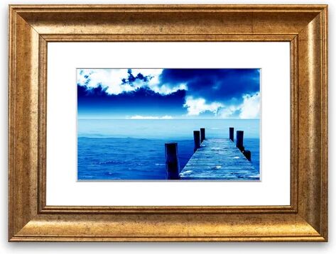 East Urban Home 'Boardwalk Ocean Blues Lounge' Framed Photographic Print East Urban Home Size: 93 cm H x 70 cm W, Frame Options: Gold  - Size: 93 cm H x 126 cm W