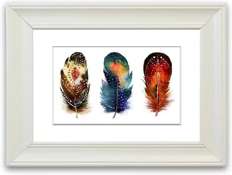 East Urban Home 'Indian Feathers Cornwall' Framed Photographic Print East Urban Home Size: 50 cm H x 70 cm W, Frame Options: Matte White  - Size: 93 cm H x 126 cm W