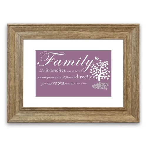 East Urban Home 'Family Like Branches on a Tree Text Quotes' Framed Photographic Print East Urban Home Size: 93 cm H x 126 cm W, Frame Options: Teak  - Size: 93 cm H x 70 cm W