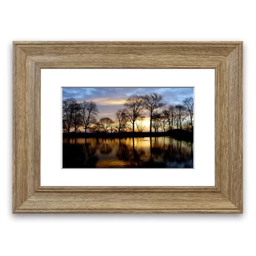 East Urban Home 'Woodland Lake at First Light Cornwall Lake' Framed Photographic Print East Urban Home Size: 93 cm H x 126 cm W, Frame Options: Teak  - Size: 50 cm H x 70 cm W