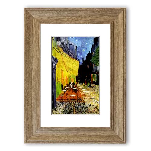 East Urban Home 'Van Gogh Cafe Terrace Cornwall' Framed Photographic Print East Urban Home Size: 93 cm H x 70 cm W, Frame Options: Teak Woodgrain  - Size: 50 cm H x 70 cm W