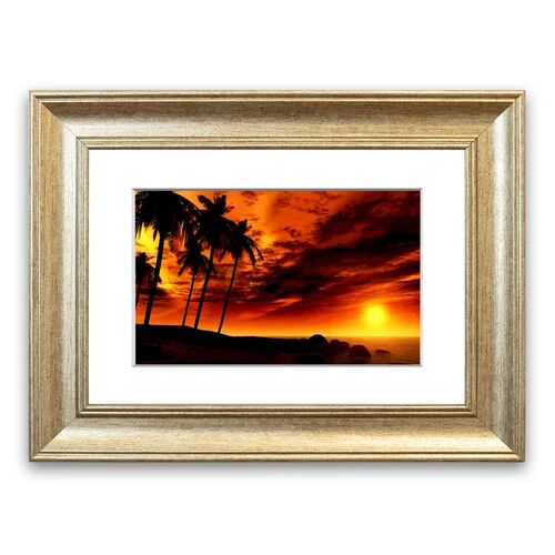 East Urban Home 'Golden Palm Tree Skies Cornwall' Framed Photographic Print East Urban Home Size: 50 cm H x 70 cm W, Frame Options: Silver  - Size: 50 cm H x 70 cm W