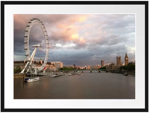 East Urban Home London Eye Ferris Wheel Framed Photographic Print Poster East Urban Home Size: 60cm H x 80cm W  - Size: 60cm H x 80cm W