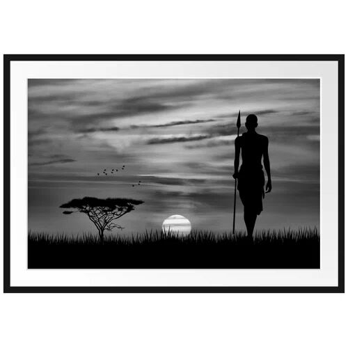East Urban Home Red Sunset in Africa Framed Photographic Print East Urban Home Size: 70cm H x 100cm W  - Size: 40cm H x 55cm W