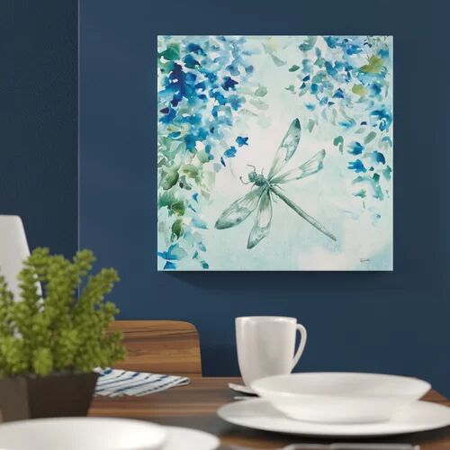 East Urban Home 'Wisteria and Dragonfly II' by Tre Sorelle Studios Watercolour Painting Print on Wrapped Canvas East Urban Home Size: 60.96cm H x 60.96cm W  - Size: 60.96cm H x 60.96cm W