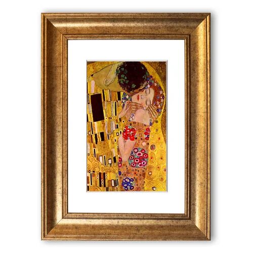 East Urban Home 'The Kiss ' Framed Photographic Print East Urban Home Size: 93 cm H x 70 cm W, Frame Options: Gold  - Size: 50 cm H x 70 cm W