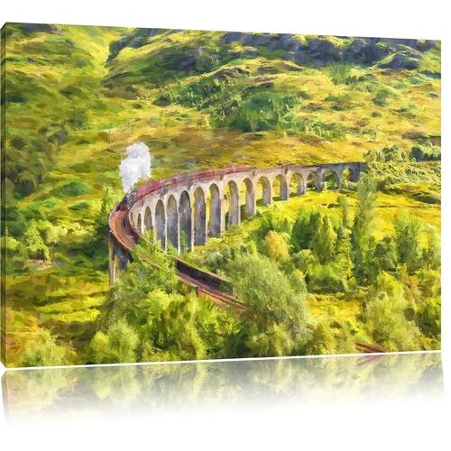 East Urban Home Glenfinnan Railway Viaduct in Scotland Graphic Art Print on Canvas East Urban Home Size: 70cm H x 100cm W  - Size: 60cm H x 80cm W