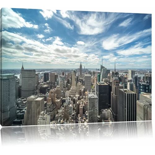 Pixxprint New York Skyline Photographic Print on Canvas Pixxprint Size: 80 cm H x 120 cm W  - Size: 70cm H x 100cm W