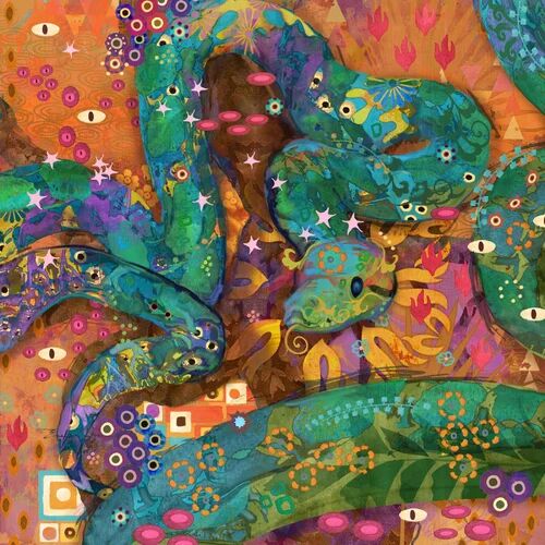East Urban Home 'Multi Colored Boa' by Evelia Painting Print on Wrapped Canvas East Urban Home Size: 45cm H x 45cm W x 3.81cm D  - Size: 61cm H x 41cm W x 3.81cm D
