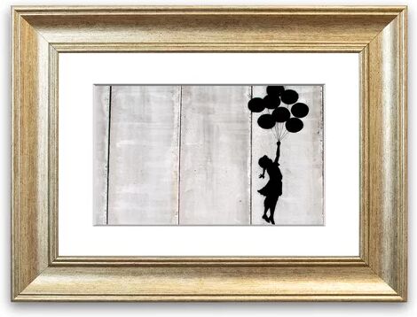 East Urban Home 'Balloon Girl Fly Cornwall Banksy' Framed Photographic Print East Urban Home Size: 50 cm H x 70 cm W, Frame Options: Silver Antique  - Size: 93 cm H x 70 cm W