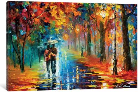 East Urban Home 'Autumn Hug' Oil Painting Print on Canvas East Urban Home Size: 66.04cm H x 101.6cm W x 1.91cm D  - Size: 45.72cm H x 66.04cm W x 3.81cm D